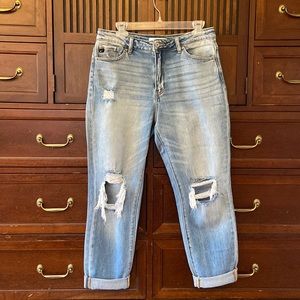 KanCan distressed high rise mom jeans